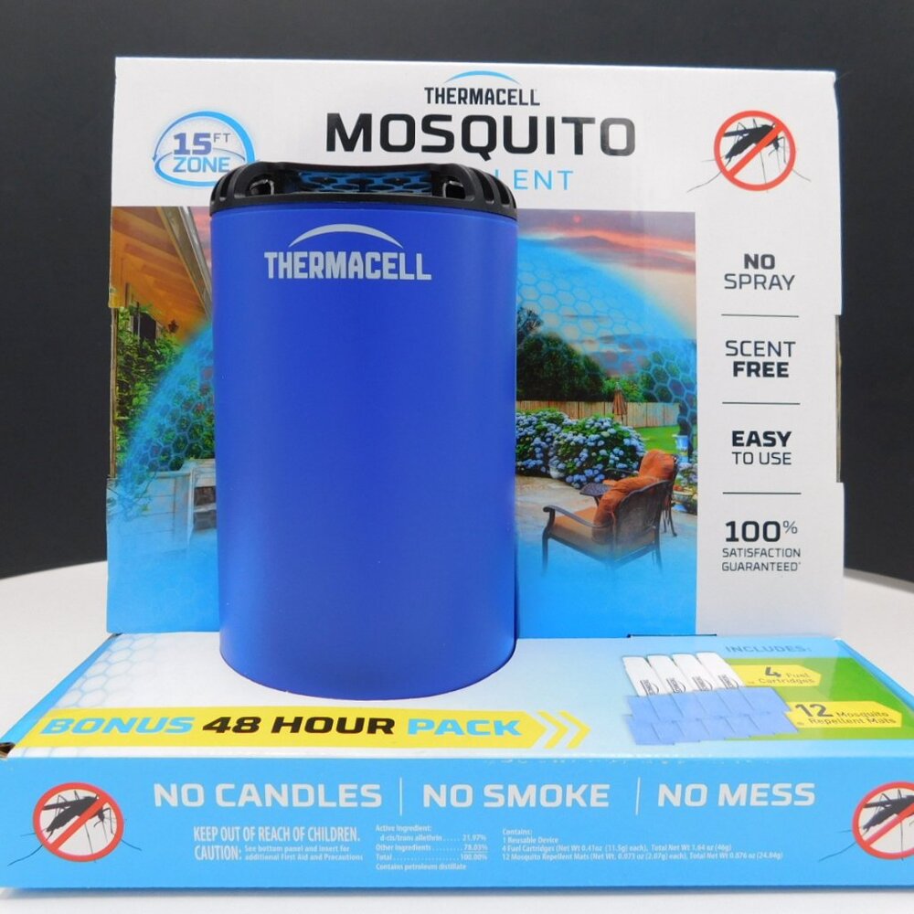 THERMACELL Mosquito Repellent 15ft zone 48hr Kit Compact 4cart/12mats 3Color NEW